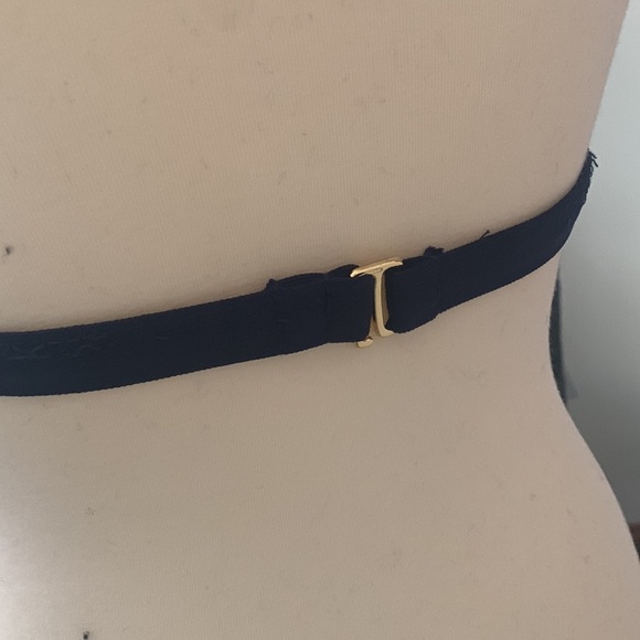 Tommy Hilfiger bikini top halter style in navy blue with TH logo in gold , 10 - Picture 6 of 6